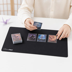 Ultra PRO Playmat solid black rubber bottom prevents slipping for stable gameplay.