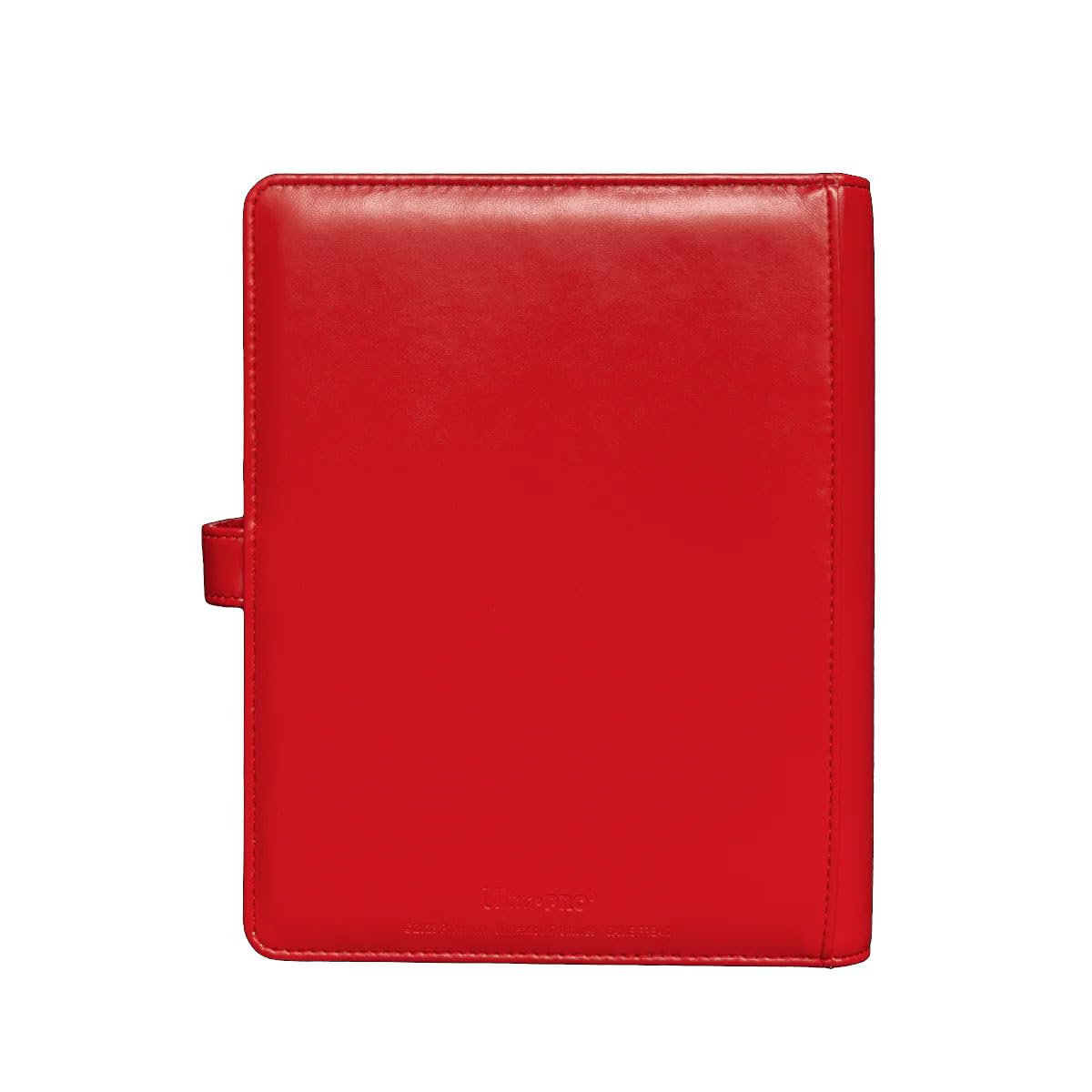 Close-up of enamel Poké Ball snap on red binder cover