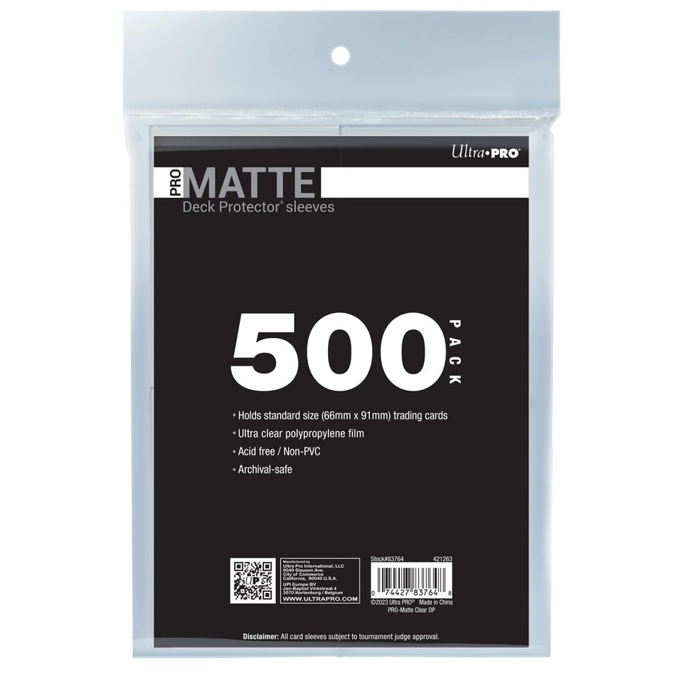 Ultra PRO PRO-Matte standard sleeves 500ct with glare-reducing matte finish for clear viewing