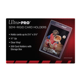 Ultra Pro semi-rigid half-inch lip sleeves, top view protecting cards