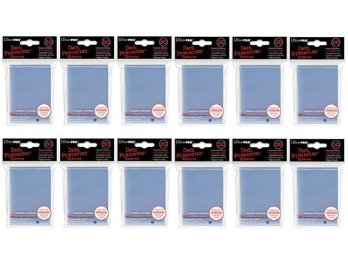 Ultra Pro sleeves on a table show standard-size fit for quick deck protection