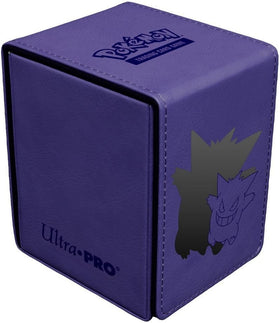 Ultra Pro UP Elite Gengar Alcove Flip Box open lid showing easy access and 100+ cards capacity
