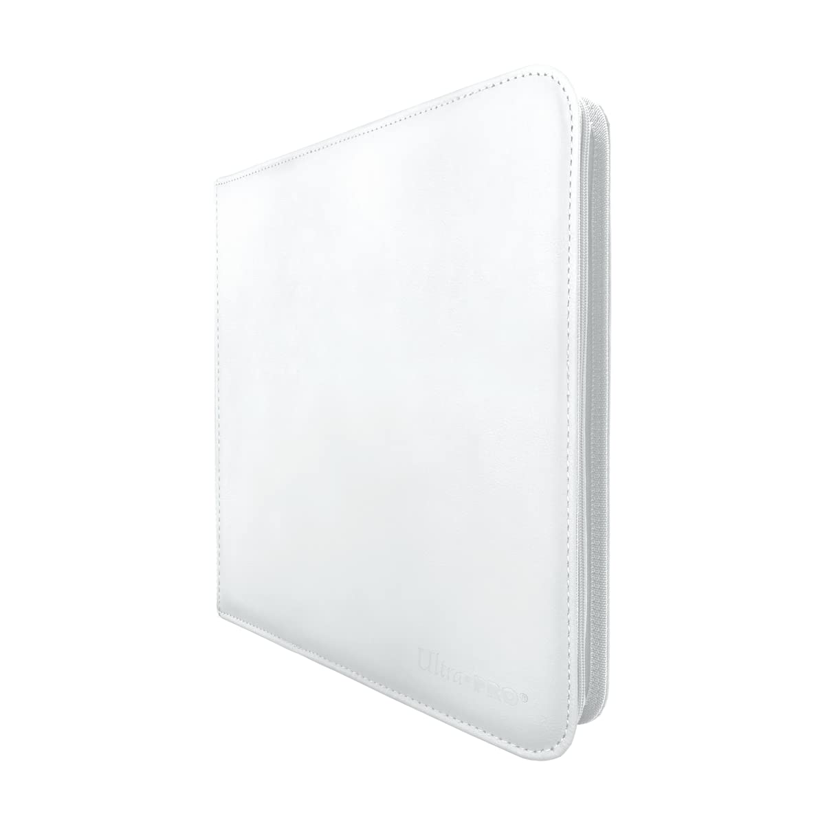 Open view shows Ultra PRO Vivid PRO-Binder white cover and secure zipper
