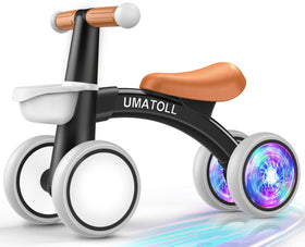Umatoll Colorful Lighting Baby Balance Bike rear-wheel glows during playtime
