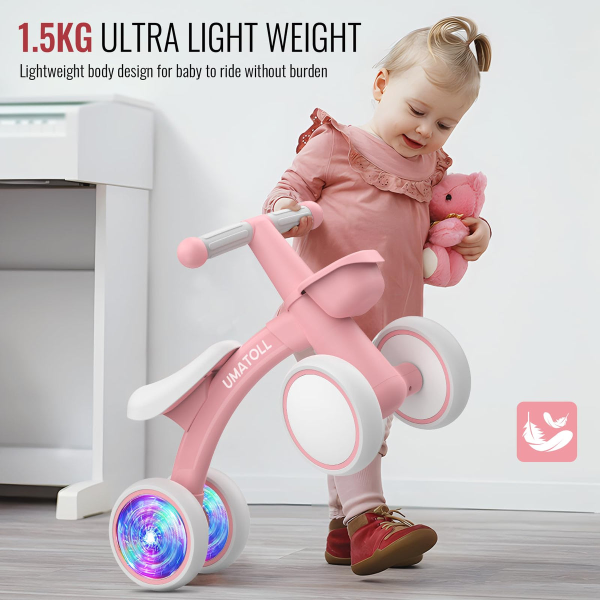 Umatoll removable basket carries a favorite toy for adventures