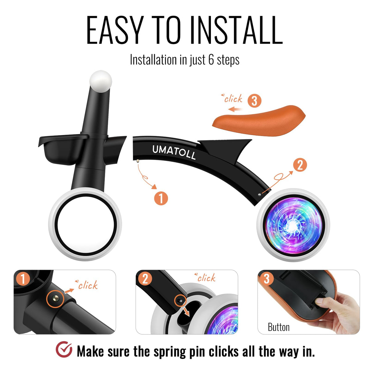 Umatoll Safety-First Baby Balance Bike steering limiter aids safe first rides