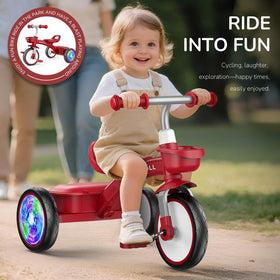 Umatoll Toddler Tricycle adjustable-seat feature supports growing toddlers.