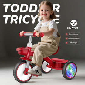 Umatoll Toddler Tricycle side view with comfortable adjustable seat for growth.