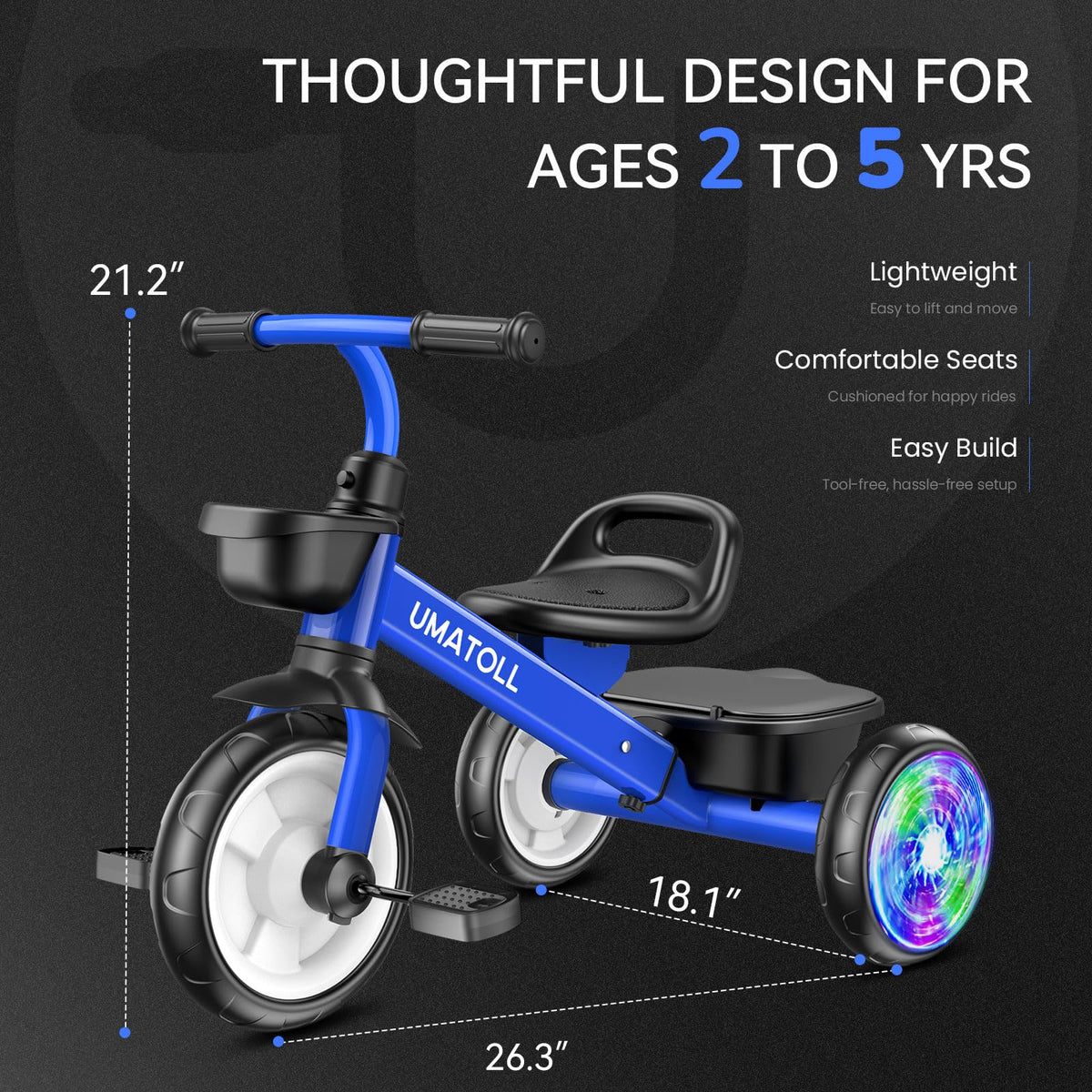 Umatoll blue dual baskets carry toys on adventures