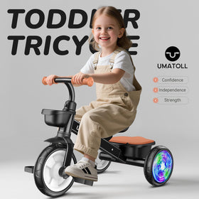 Umatoll tricycle features extended rear wheels for a more stable ride.