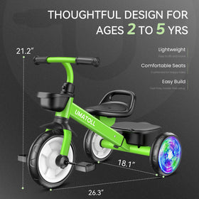 Umatoll tricycle green frame durability for long-lasting outdoor use