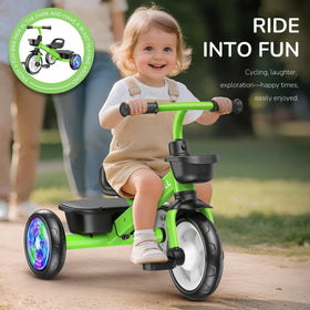 Umatoll tricycle green front basket for carrying toys during rides