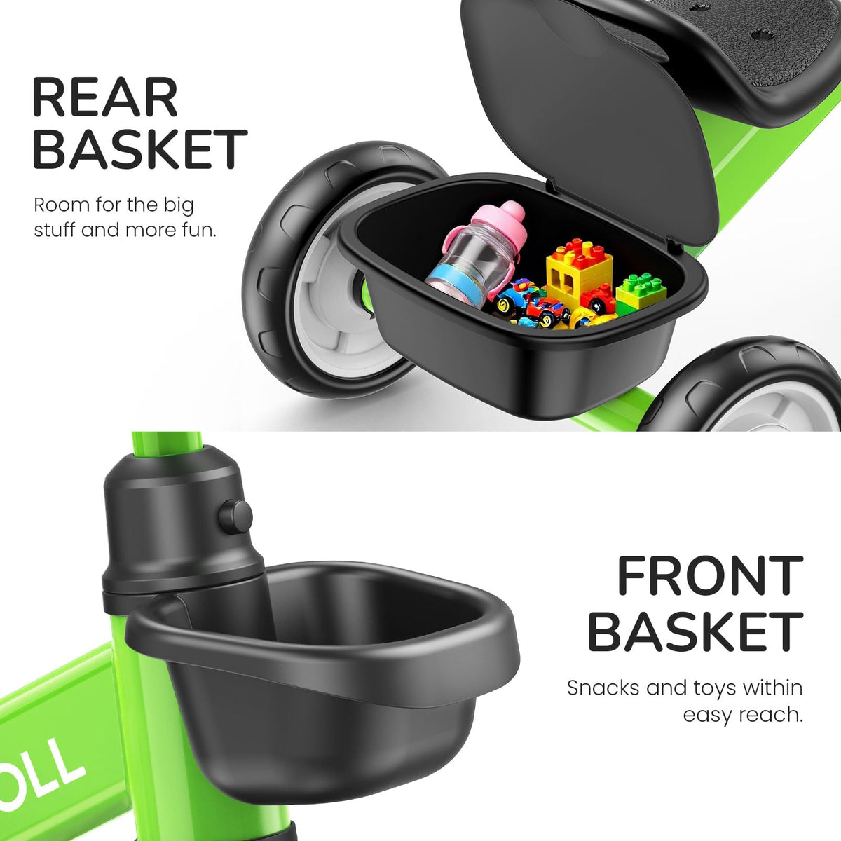 Umatoll tricycle green rear basket ideal for treasures on outings
