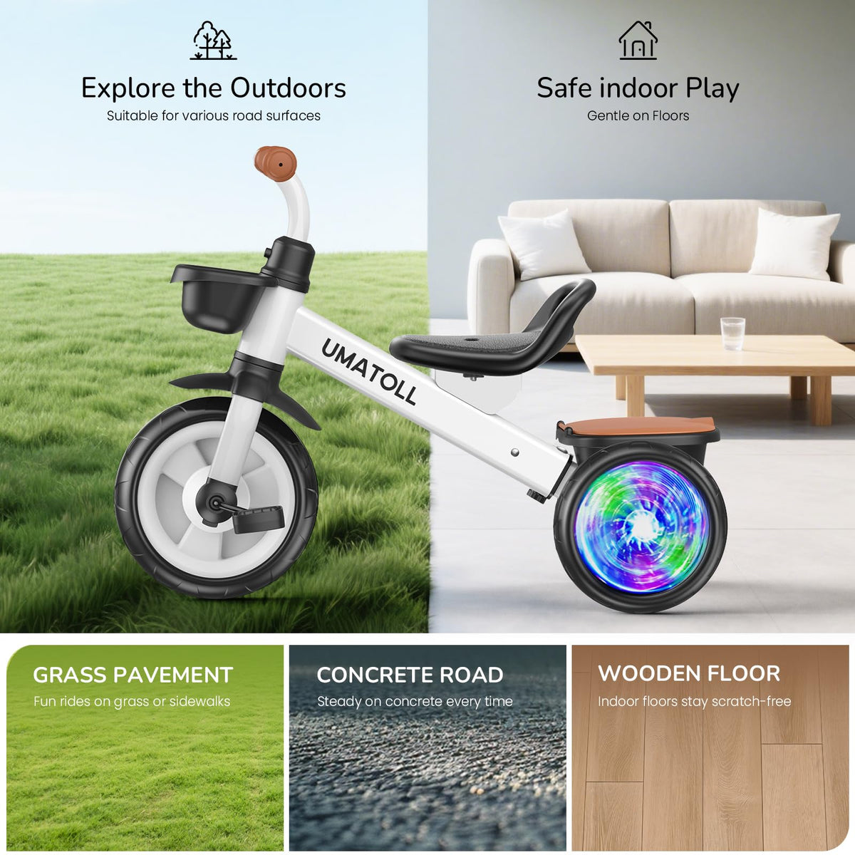 Umatoll tricycle outdoor ride captures everyday family fun and exploration.