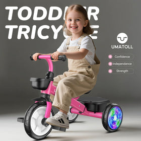 Umatoll tricycle rose extended rear wheels increase stability for beginners.