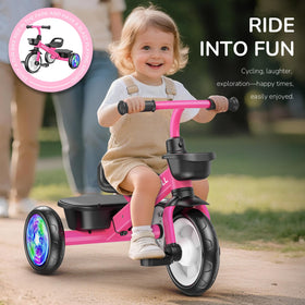 Umatoll tricycle rose light-up wheels glow with every turn.