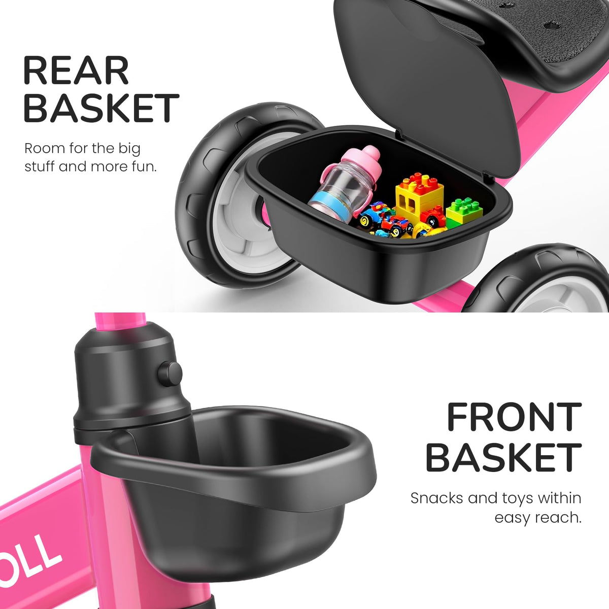 Umatoll tricycle rose wide wheelbase promotes balance and confidence.