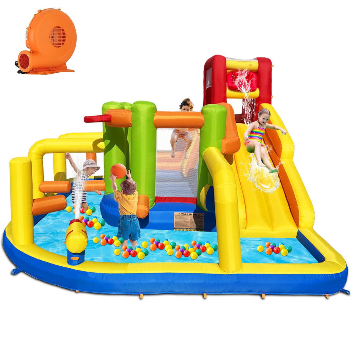 Umbalir inflatable obstacle bounce house with water slide promotes active play