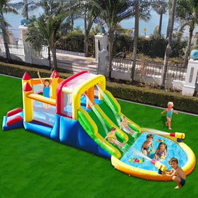 Umbalir inflatable water park bounce house with four slides for active play