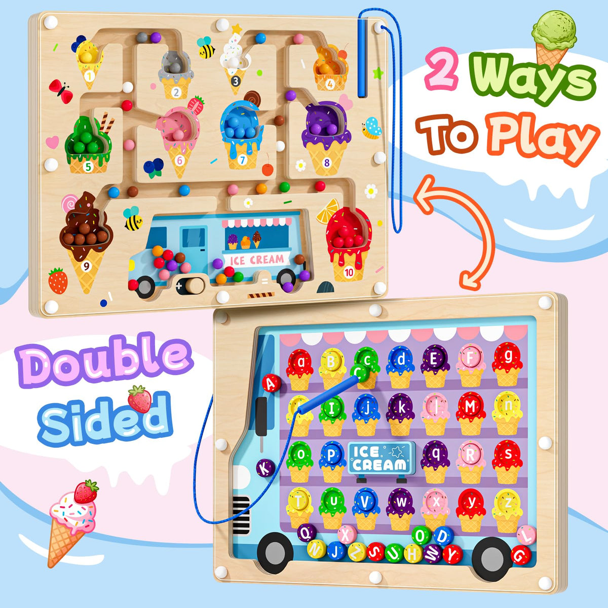 UMEREACT alphabet maze with letters supports early literacy and hand-eye coordination.