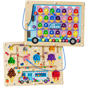 UMEREACT color-number maze board helps preschoolers practice color sorting and counting.