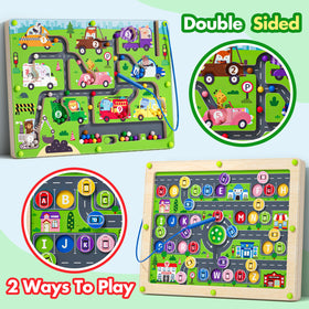 UMEREACT wooden Montessori board uses non-toxic materials for safe, imaginative play.