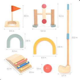 umu wooden mini golf set storage bag keeps all pieces organized after play.