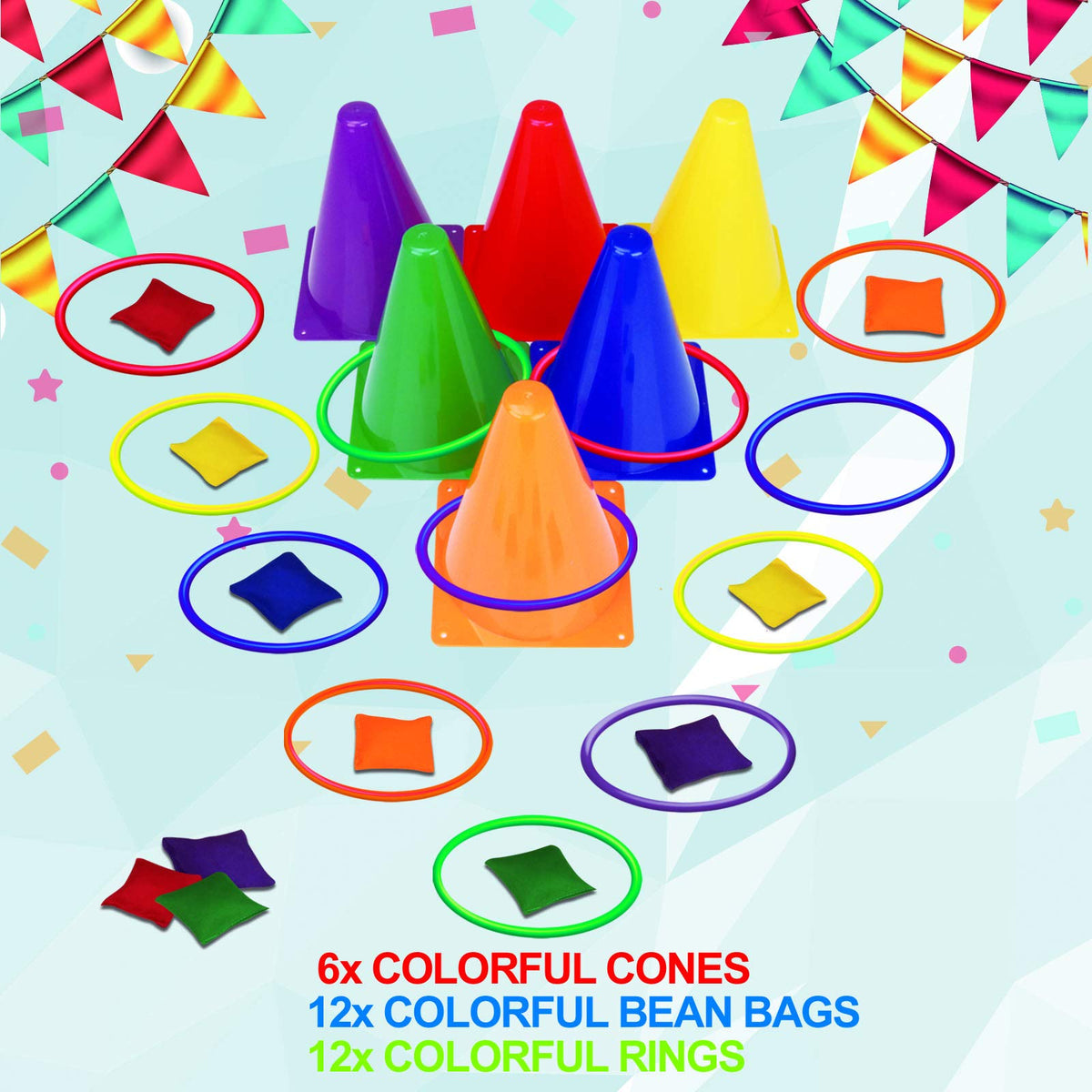 unanscre 31pcs carnival set bean bags aiding color recognition and cooperative play.
