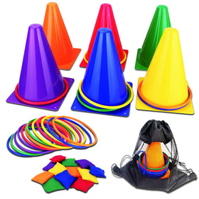 unanscre 31pcs carnival set ring toss for backyard play and family fun.