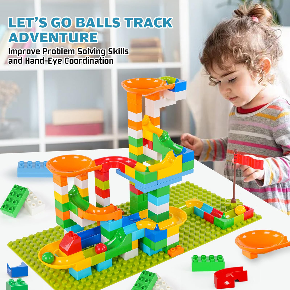 Unasas 145-piece building set enables ABCs and 123s through hands-on play.