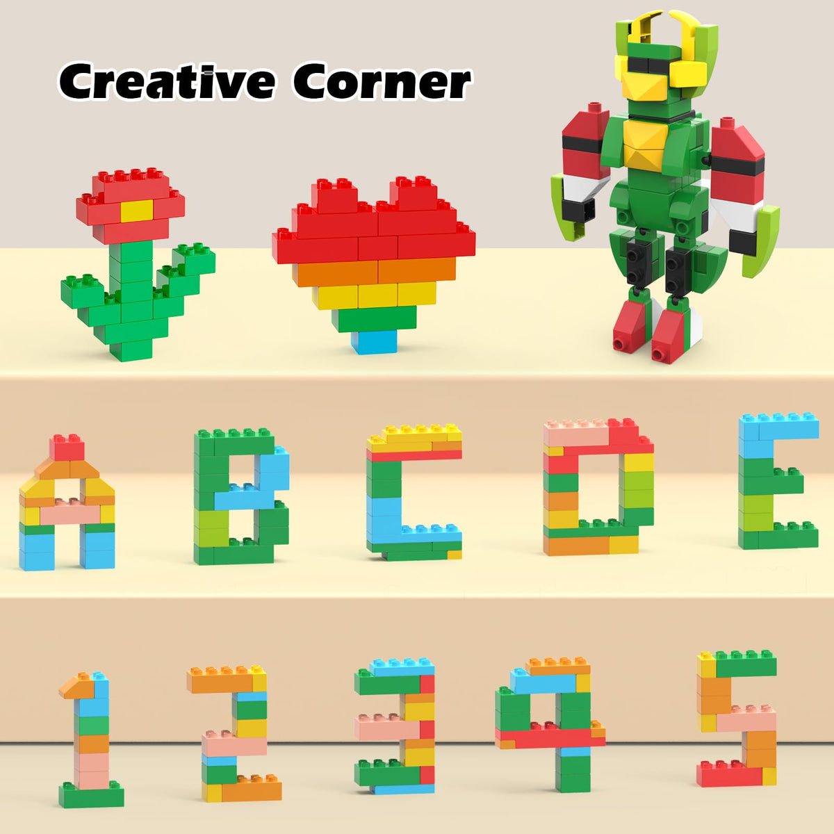 Unasas color bricks encourage color recognition and vibrant building.