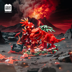 UNCLE BRICK Red T-Rex figure for dynamic storytelling and action.