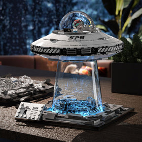 UNCLE BRICK Space UFO diorama display as a room ornament