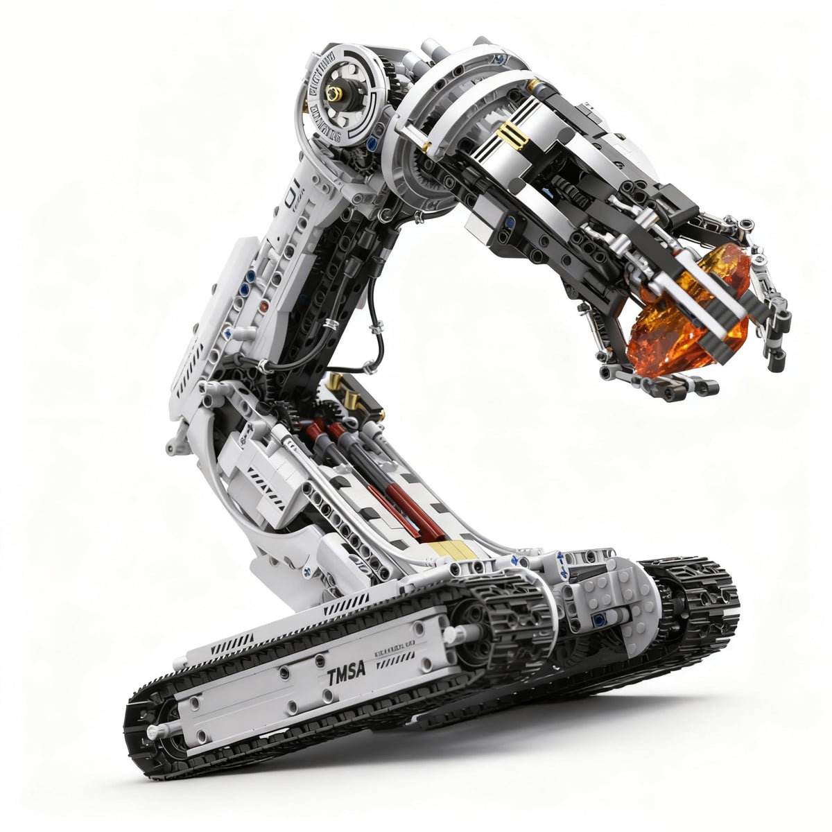 UNCLE BRICK technical tracked robot arm kit in assembly view
