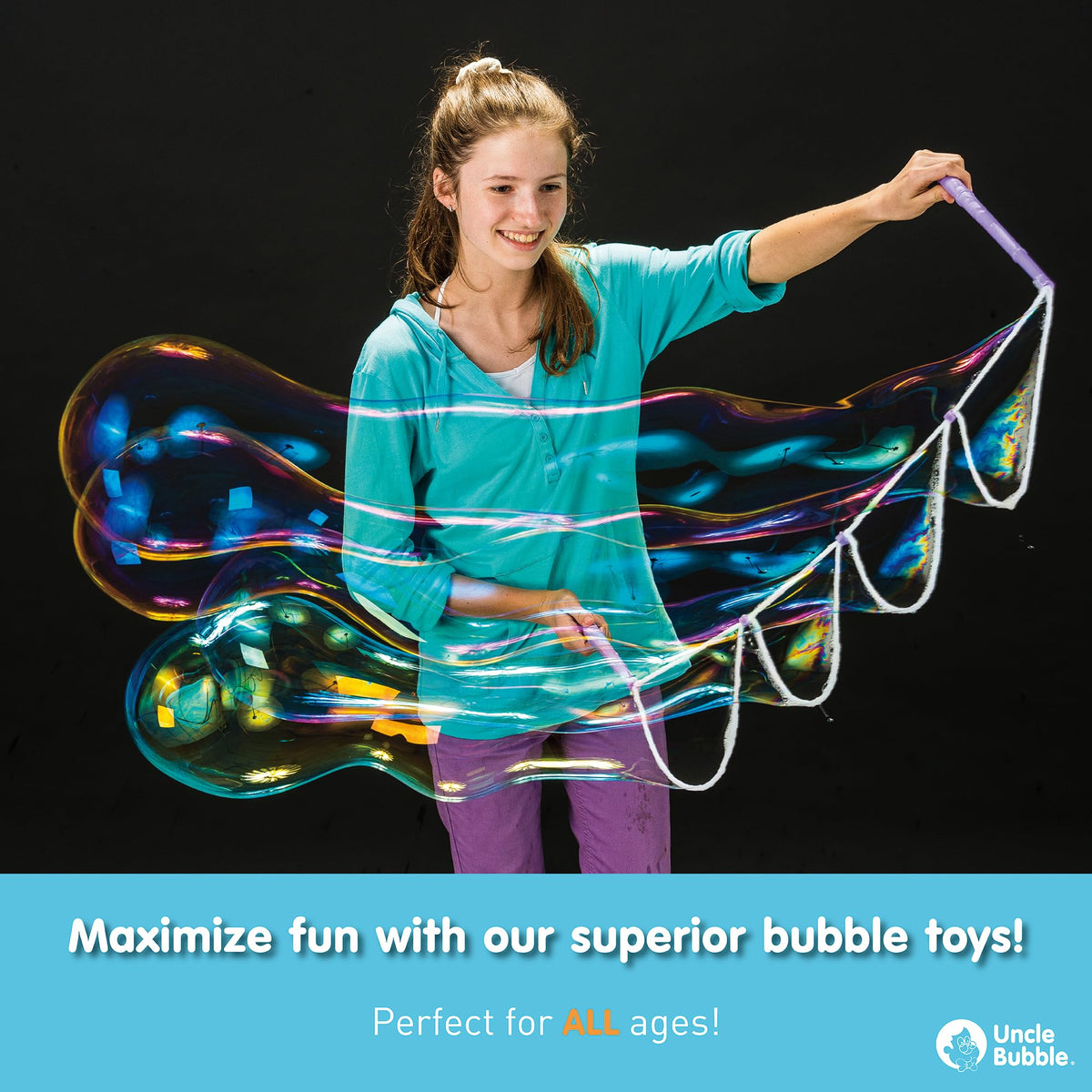 Uncle Bubble bubble juice refill designed for continuous play