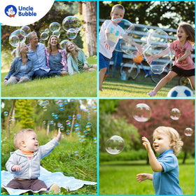 Uncle Bubble bubble machine setup shows compatibility with this solution.