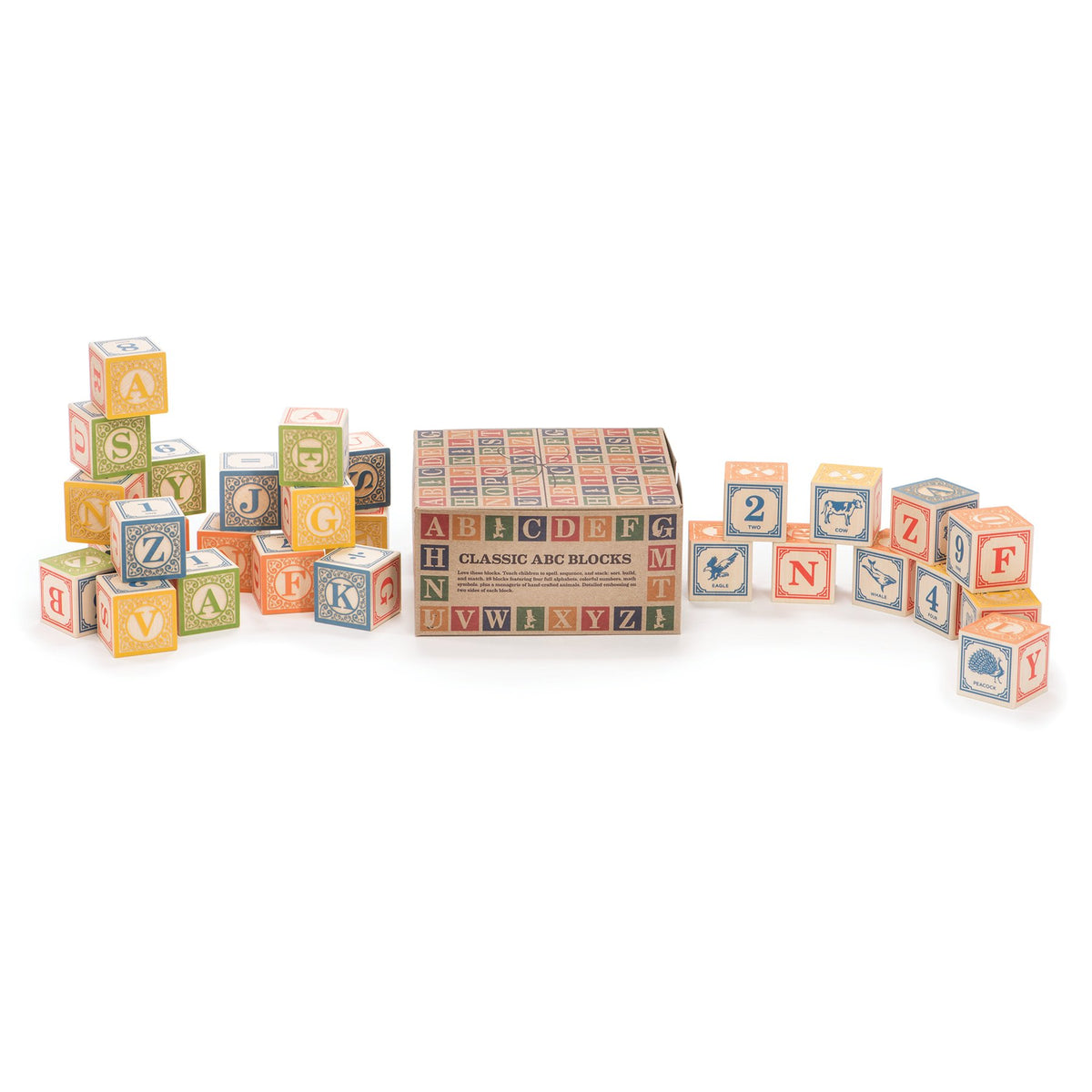 Uncle Goose Classic ABC Blocks printed with safe, touch-friendly inks