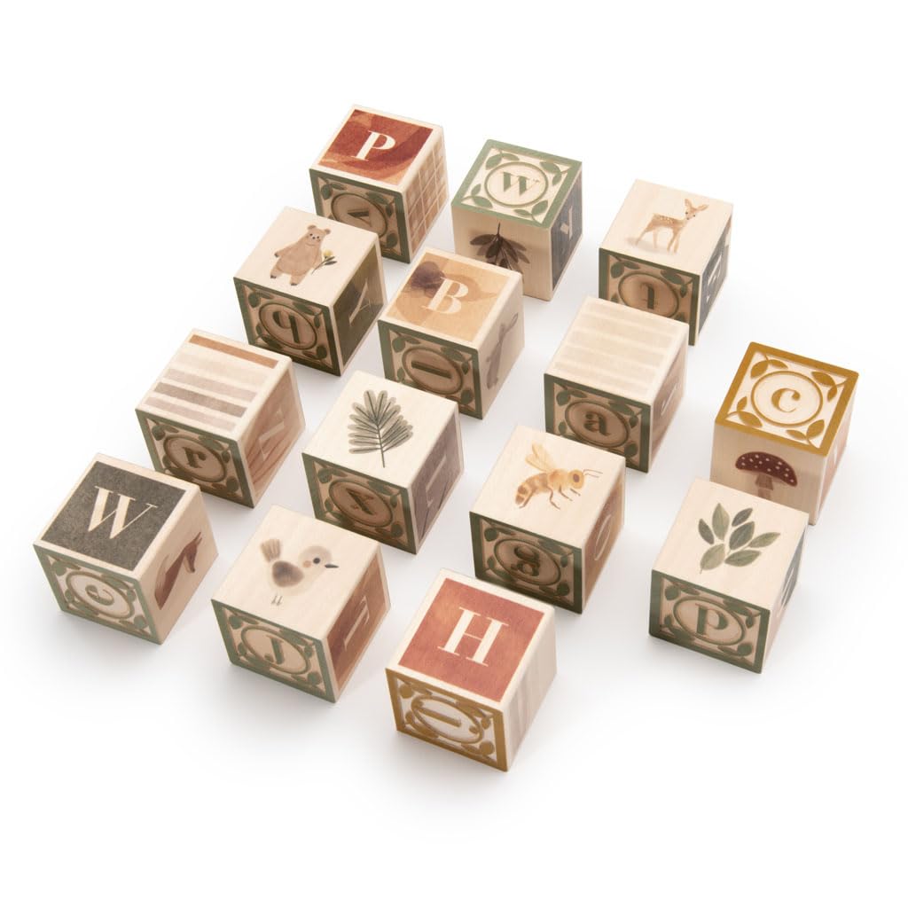 Uncle Goose Watercolor ABC Blocks embossed lowercase letters for engaging touch