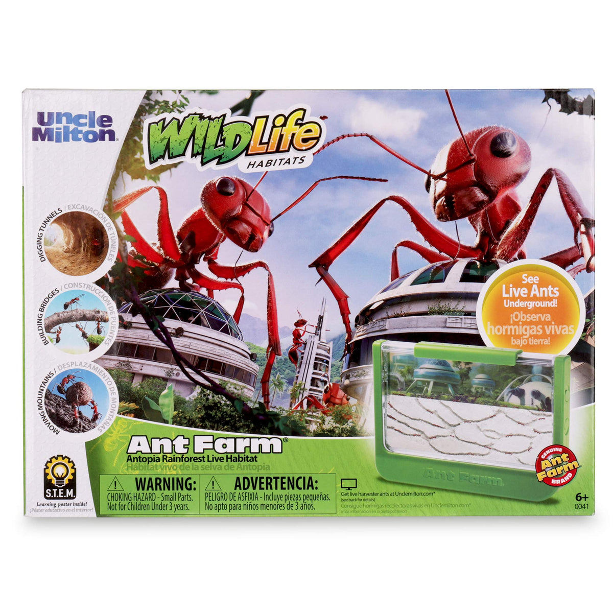 Uncle Milton Antopia Rainforest Habitat front view for close observation of live ants