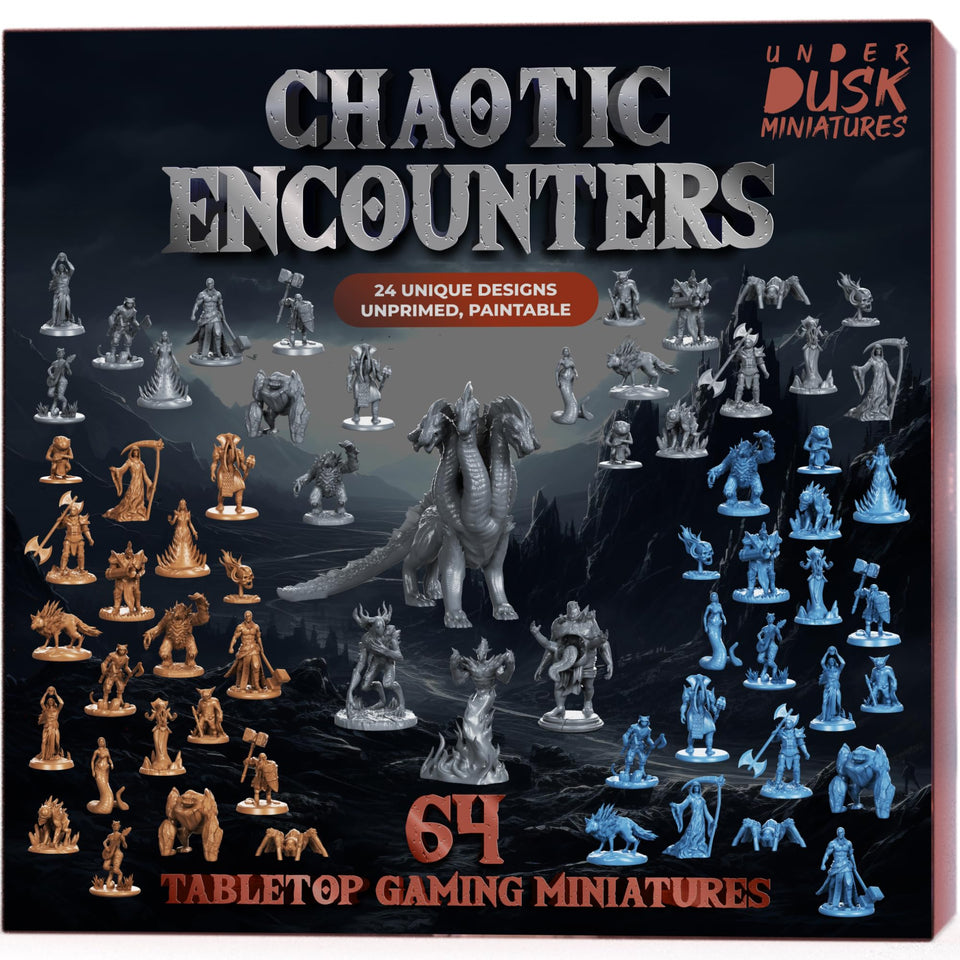 Underdusk Chaotic Encounters Hydra boss miniature for epic battles on a standard grid