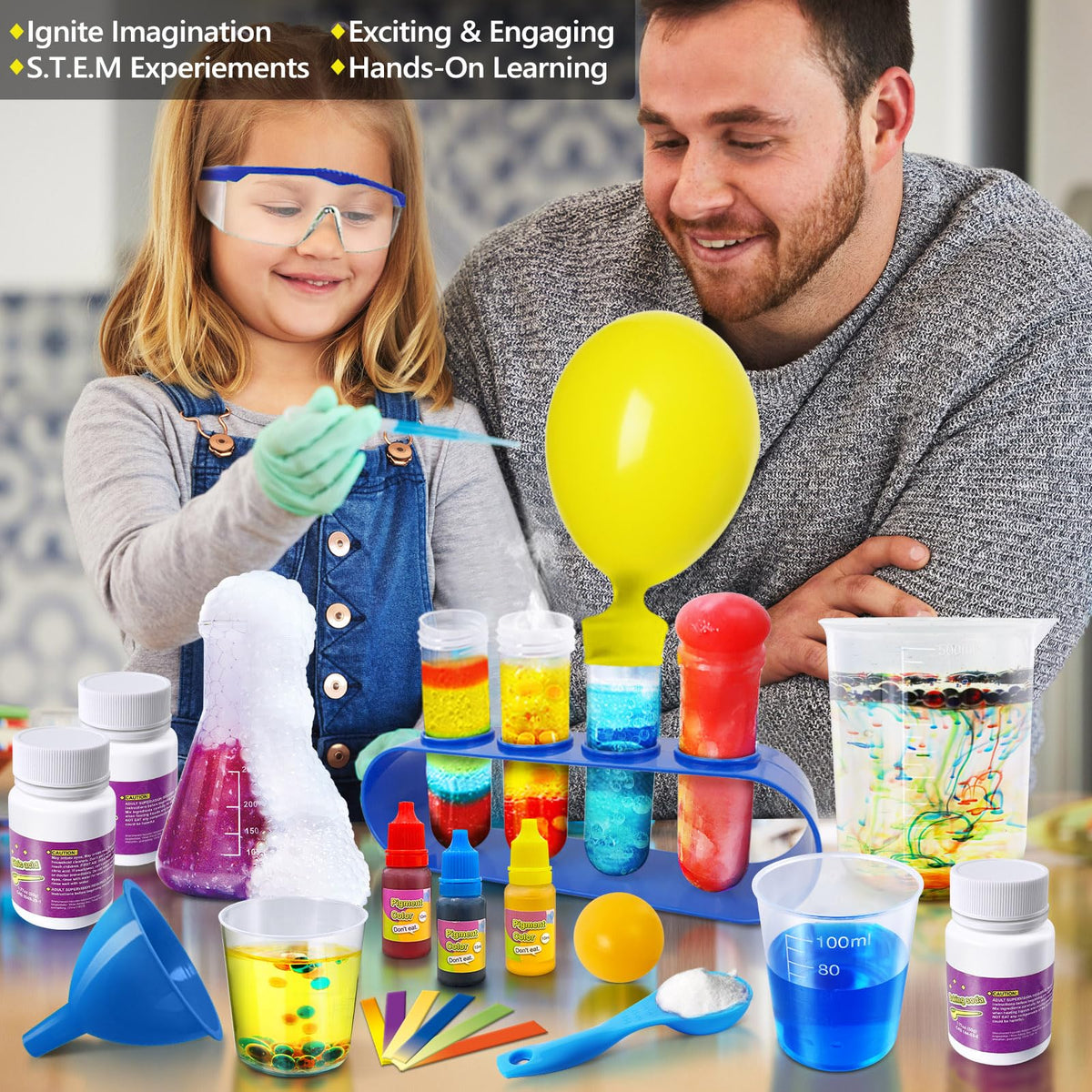UNGLINGA 272 chemical reactions kit with kid-safe experiments