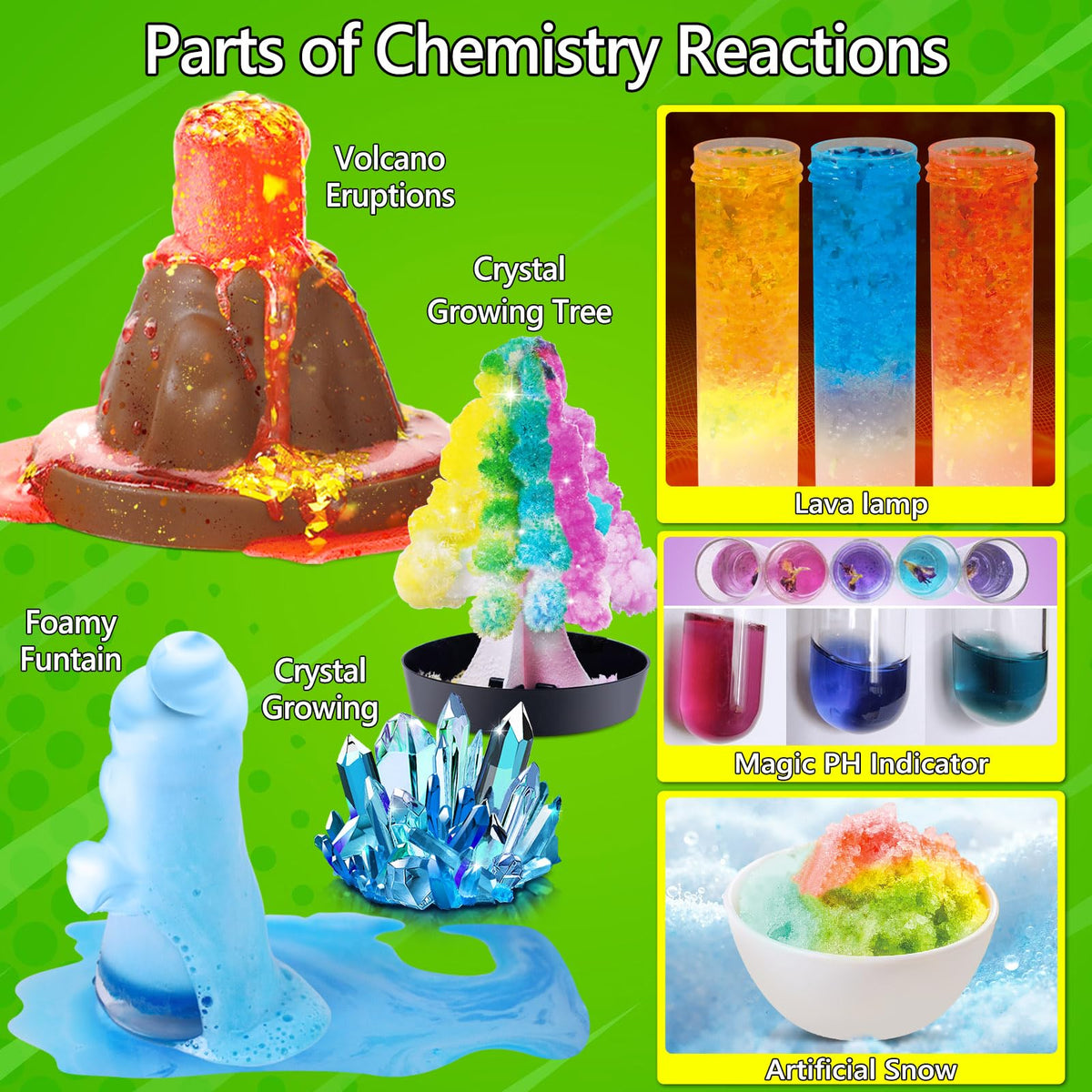 UNGLINGA 272 crystal growth kit showing colorful crystals and patience