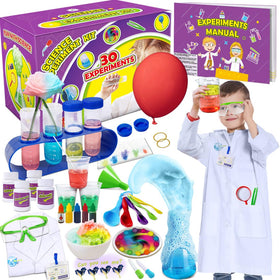UNGLINGA 30 Experiments kit with lab coat for hands-on science exploration at home