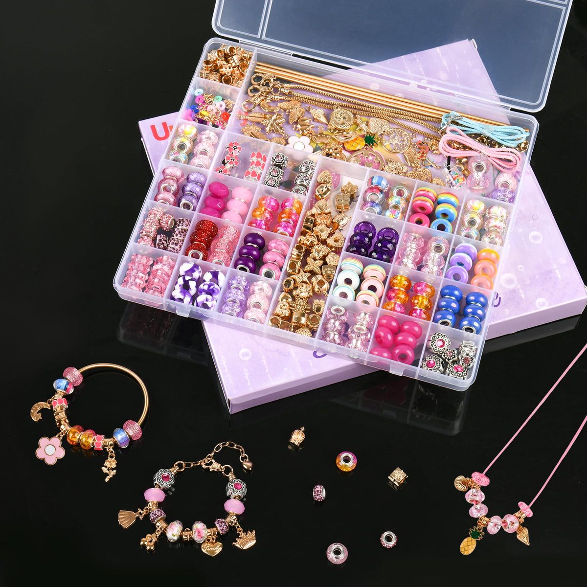 Uniartfy charm bracelet kit contents for creative jewelry making