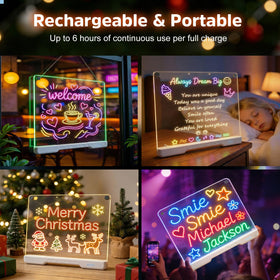 Unicelucky glow board showing multiple light modes for enhanced doodling