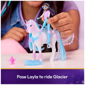 Ice crystal stand supports Glacier during gemstone hunts.