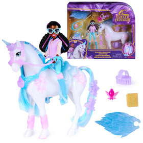 Unicorn Academy Layla doll beside Glacier for imaginative adventures.