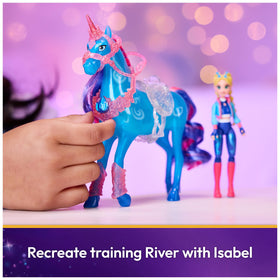Isabel exclusive doll with poseable joints for dynamic play in Unicorn Academy set.