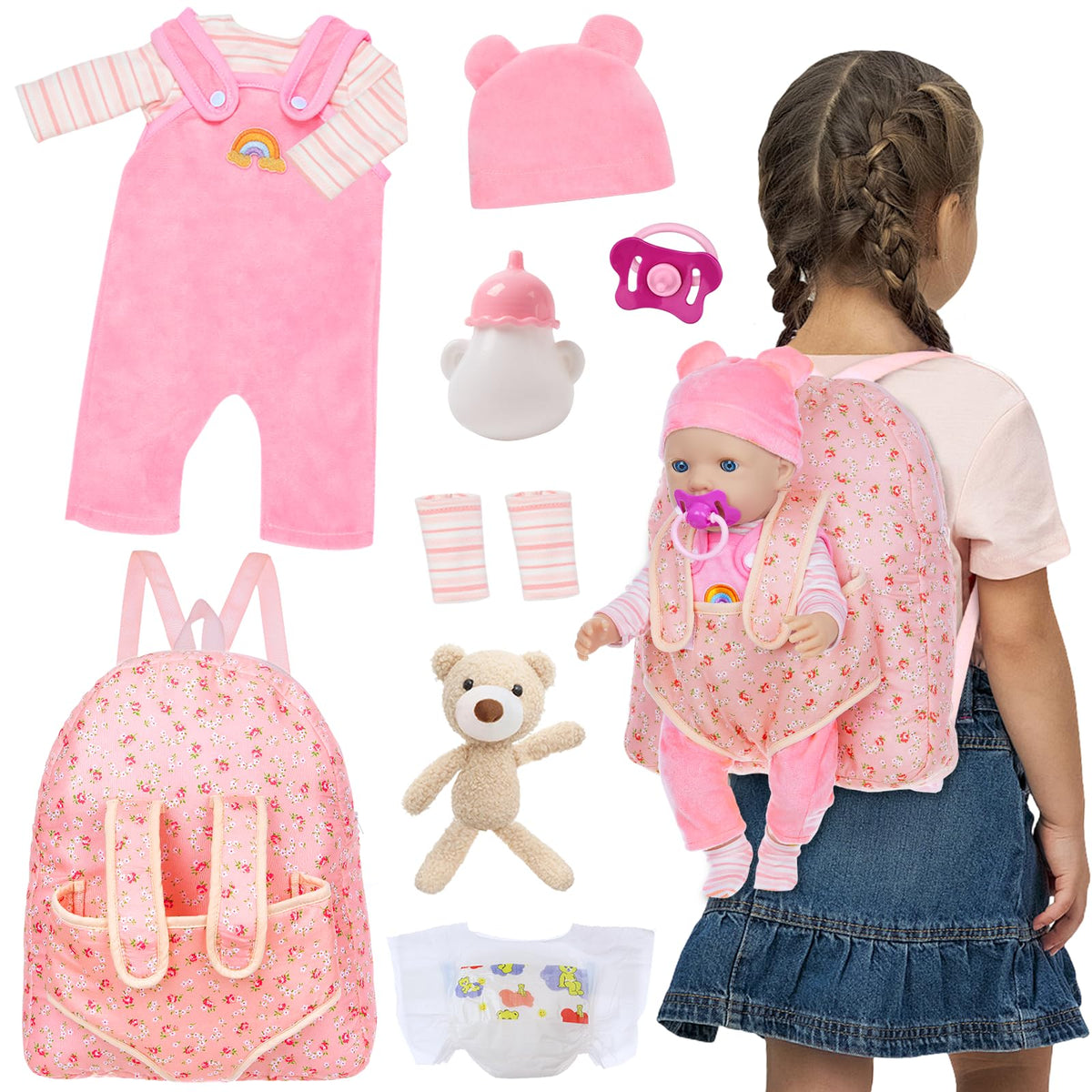 UNICORN ELEMENT backpack carrier for 18-inch dolls enhances imaginative play and portability.
