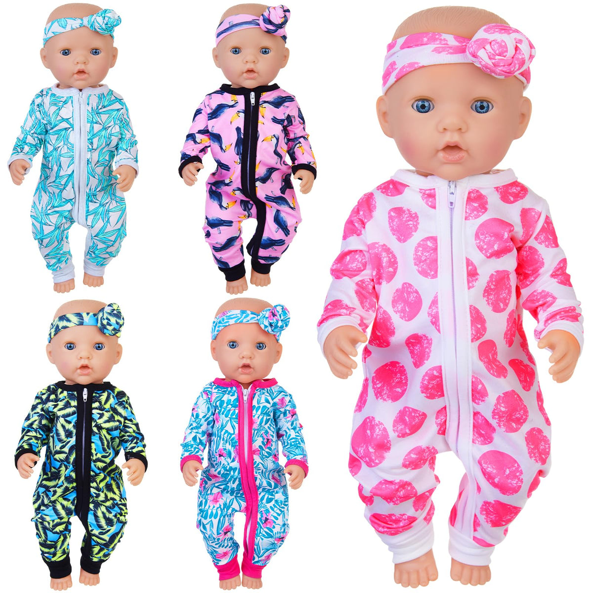 UNICORN ELEMENT bamboo leaf jumpsuit for 14-18 inch dolls, enhances imaginative play.